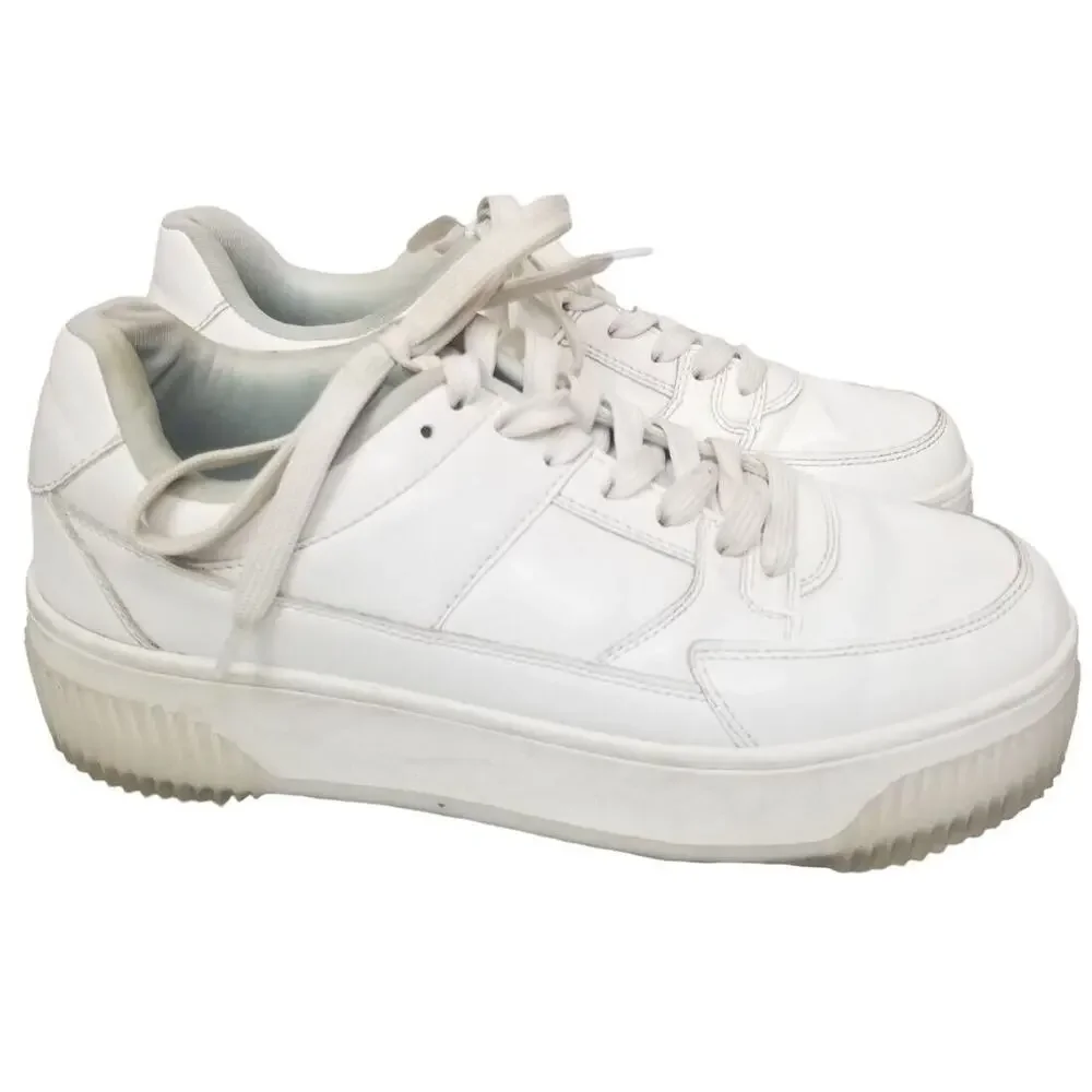 Zara Womens Lace Up Sneakers Size 9 (40 EU) Minimalist Sporty Fashion Platform